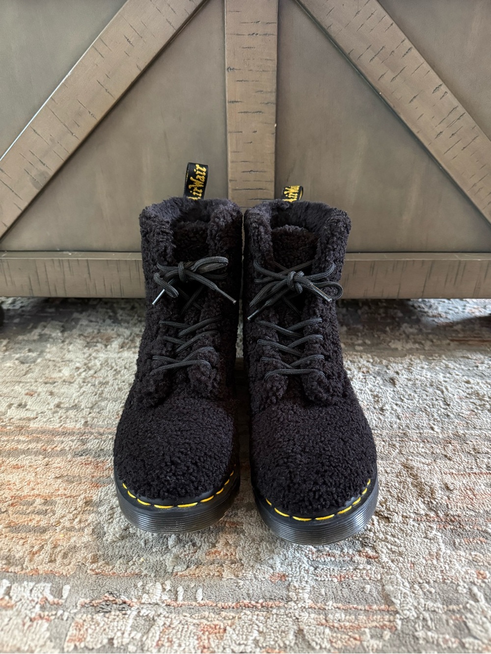 Dr. Martens 1460 PASCAL WOMEN'S FAUX BLACK SHEARLING BOOTS SIZE 8